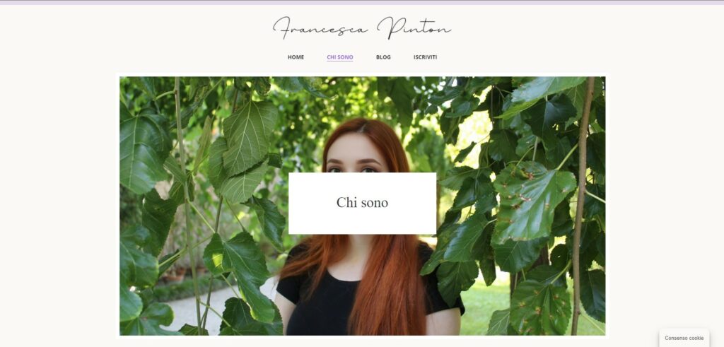 screenshot della pagina chi sono nuova di francescapinton.it