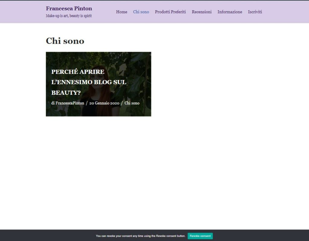 screenshot della pagina archivio chi sono vecchia di francescapinton.it